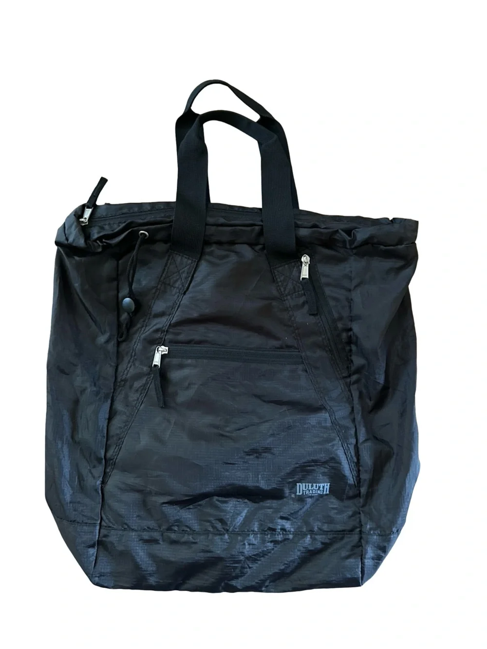 DULUTH TRADING CO Tote Bag Backpack Black Runegade Lightweight Packable Black